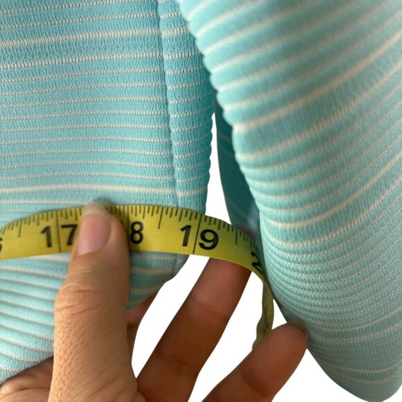 Vintage 60s Blue White Ribbed Long Jacket Medium - Picture 10 of 13